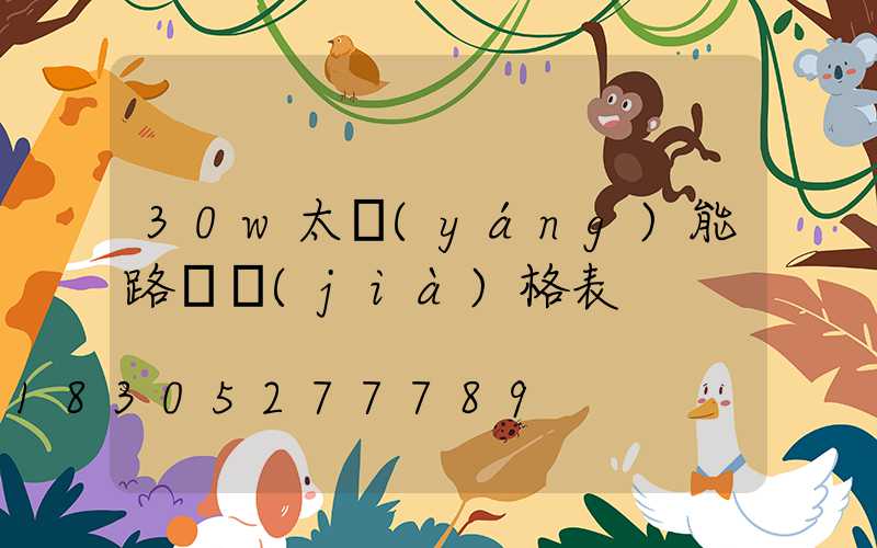 30w太陽(yáng)能路燈價(jià)格表