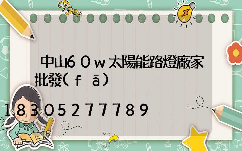 中山60w太陽能路燈廠家批發(fā)