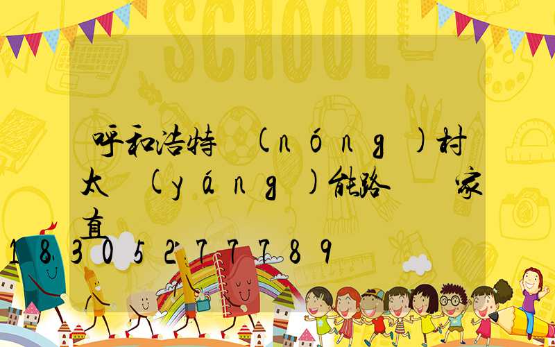 呼和浩特農(nóng)村太陽(yáng)能路燈廠家直銷