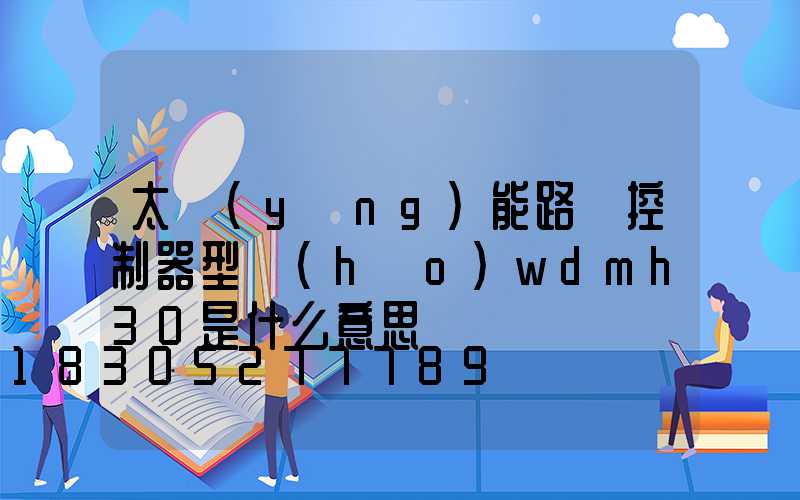 太陽(yáng)能路燈控制器型號(hào)wdmh30是什么意思