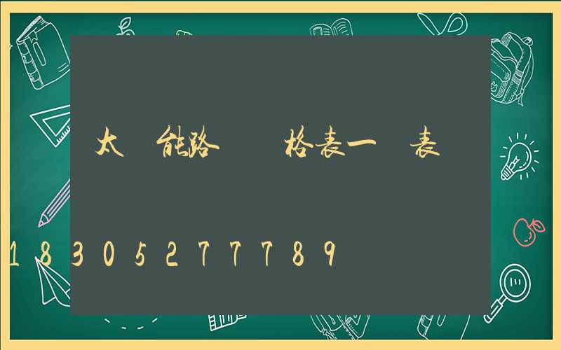 太陽能路燈價格表一覽表