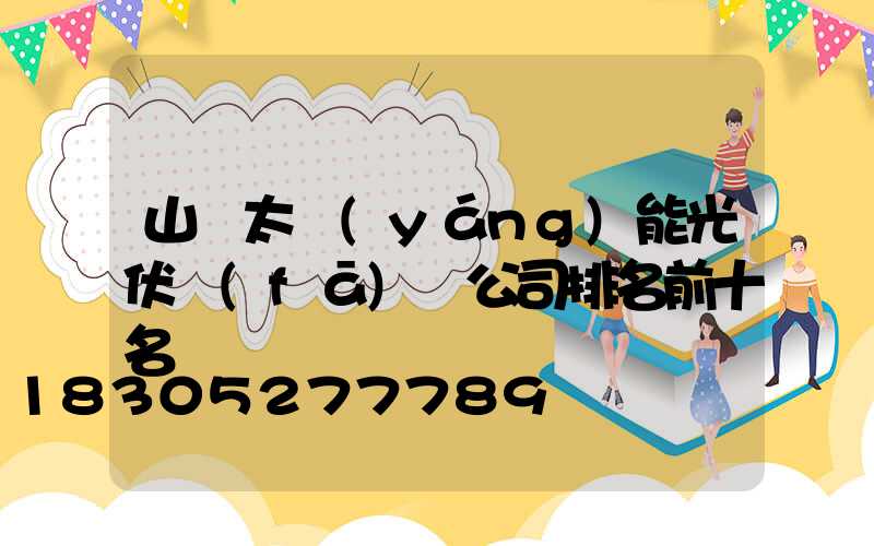 山東太陽(yáng)能光伏發(fā)電公司排名前十名