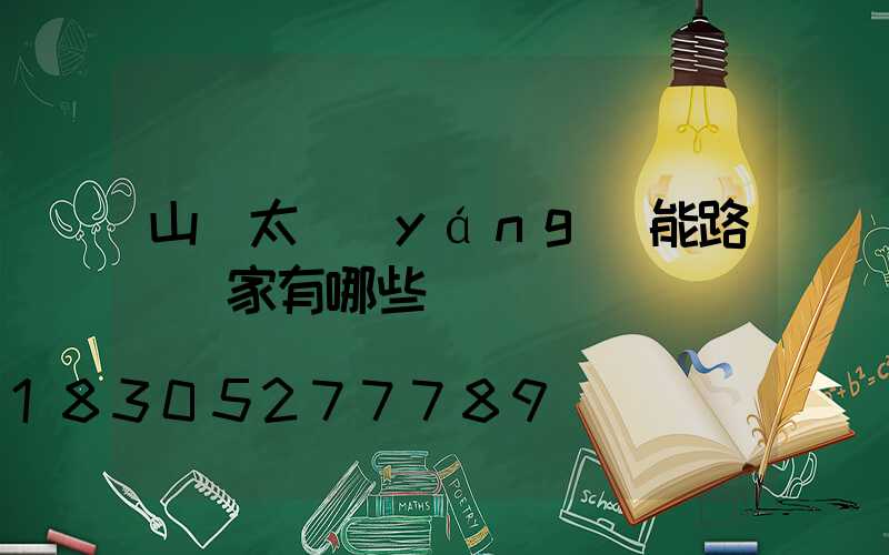 山東太陽(yáng)能路燈廠家有哪些