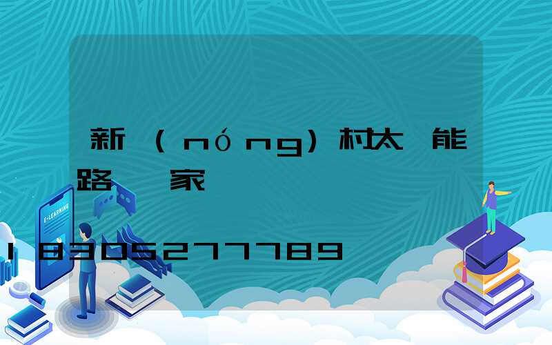 新農(nóng)村太陽能路燈廠家