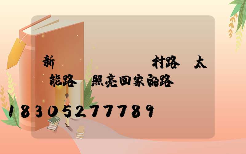 新農(nóng)村路燈太陽能路燈照亮回家的路