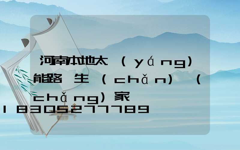 河南本地太陽(yáng)能路燈生產(chǎn)廠(chǎng)家