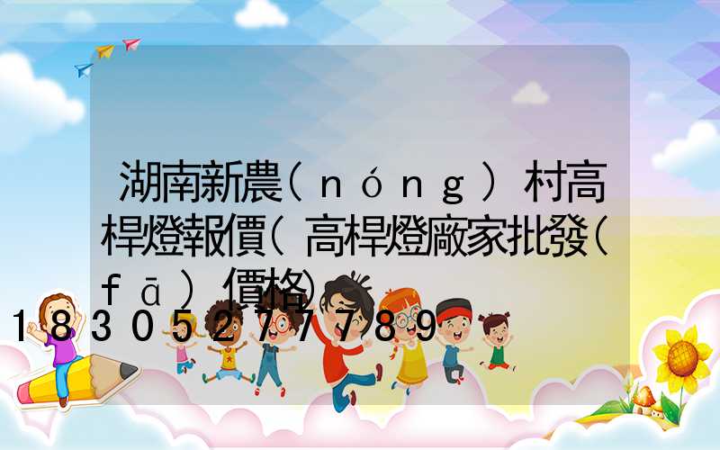 湖南新農(nóng)村高桿燈報價(高桿燈廠家批發(fā)價格)