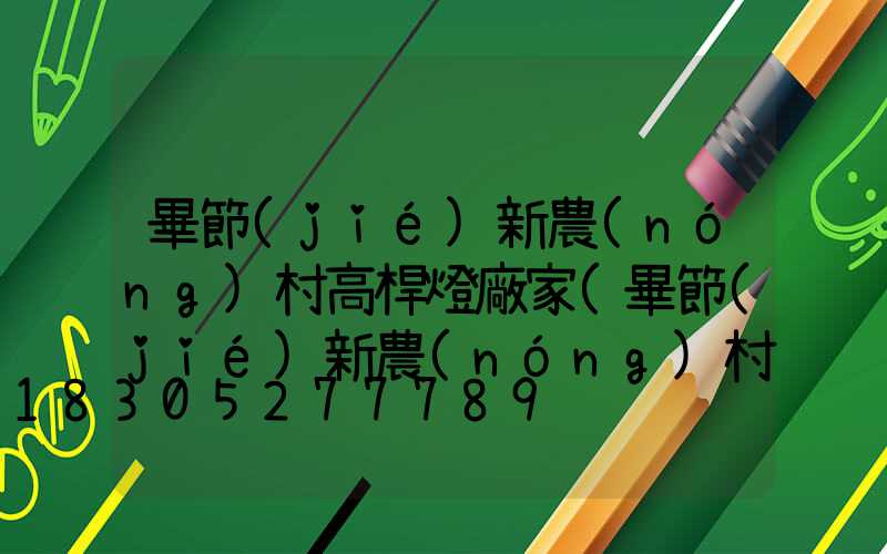 畢節(jié)新農(nóng)村高桿燈廠家(畢節(jié)新農(nóng)村高桿燈廠家電話)