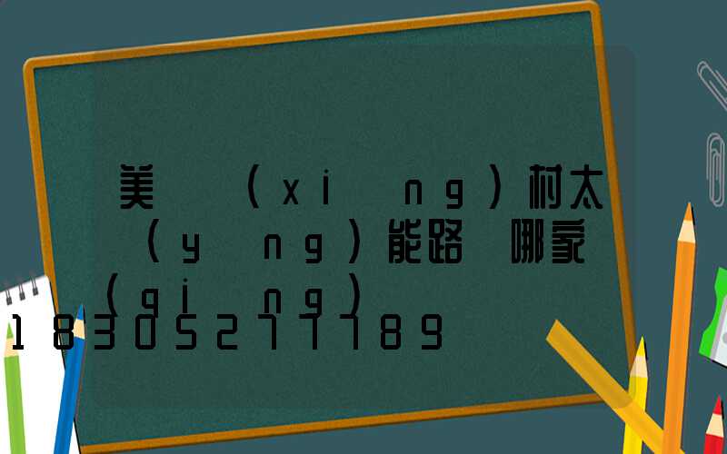 美麗鄉(xiāng)村太陽(yáng)能路燈哪家強(qiáng)