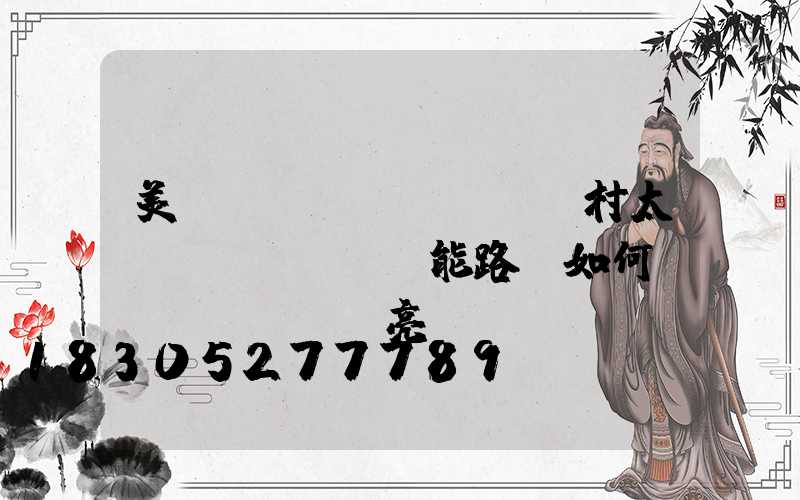 美麗鄉(xiāng)村太陽(yáng)能路燈如何點(diǎn)亮