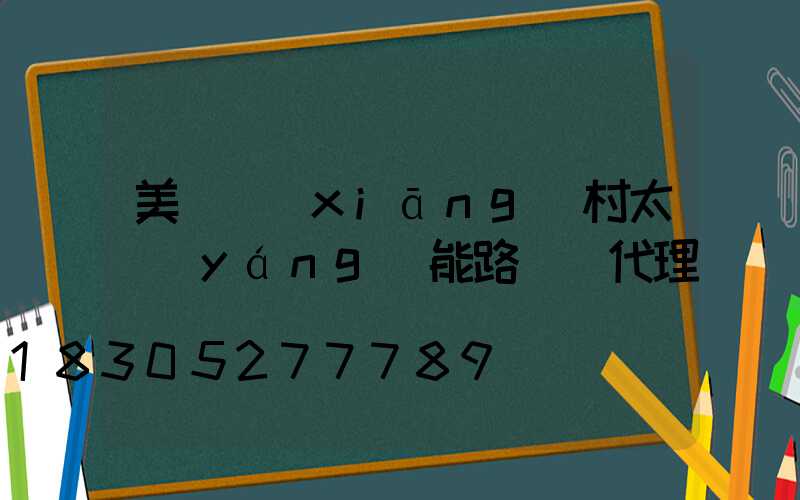 美麗鄉(xiāng)村太陽(yáng)能路燈總代理