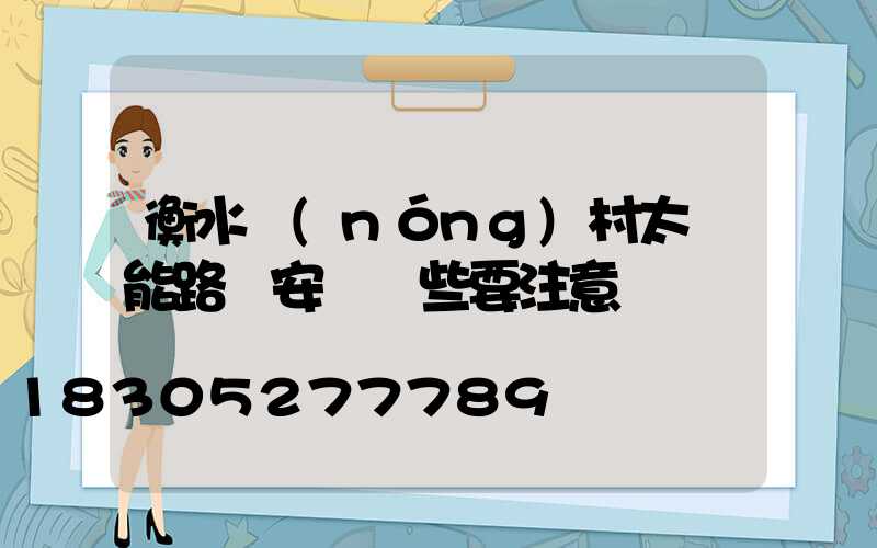 衡水農(nóng)村太陽能路燈安裝這些要注意