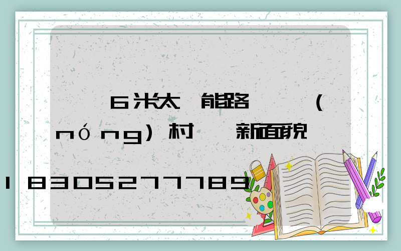 邯鄲6米太陽能路燈為農(nóng)村帶來新面貌