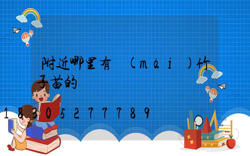 附近哪里有賣(mài)竹子苗的