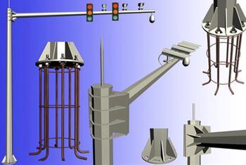 交通信號燈，交通標志桿012